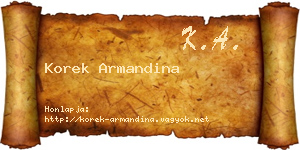 Korek Armandina névjegykártya